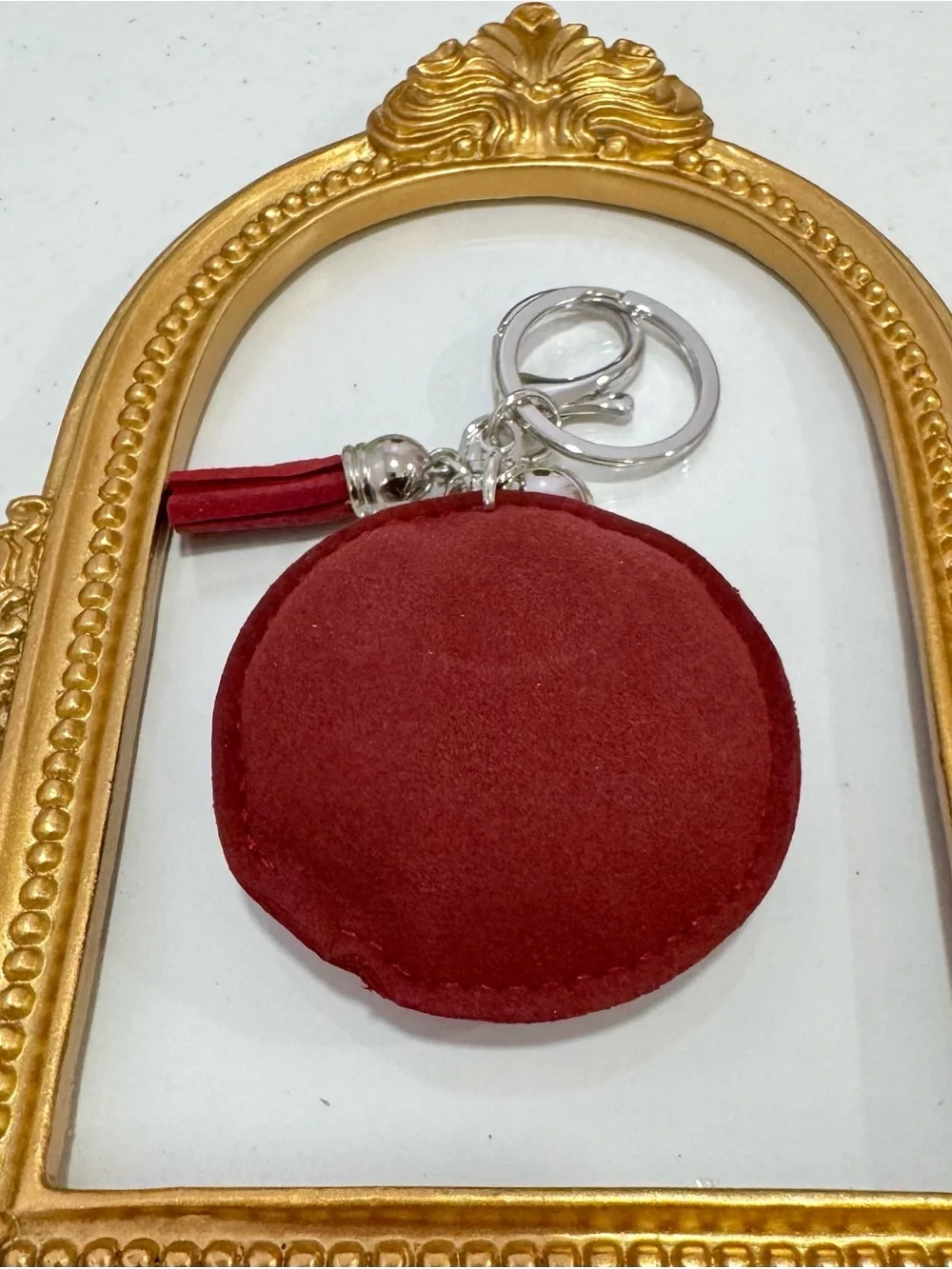 New Maroon Crystal Initial 'A' Keychain Charm with Tassel